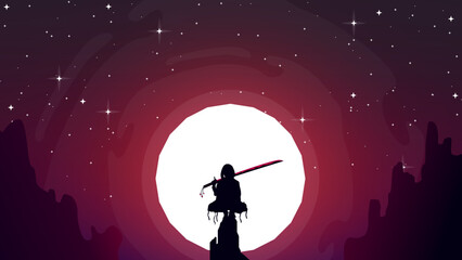 female urban samurai. Japanese samurai warrior with a sword. Japan theme background. japanese theme background. © riansa28