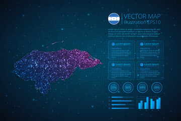 Fototapeta na wymiar Honduras map infographics template for diagram, graph, presentation and chart with abstract geometric mesh polygonal light concept on blue background. Vector Illustration EPS10.