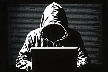 hacker with laptop, safer internet week background, background illustration for safer internet week 