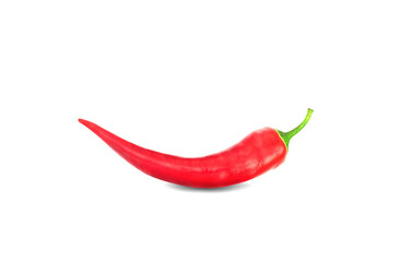 Chili pepper isolated on white background, clipping path, one hot chili pepper, fresh chili pepper