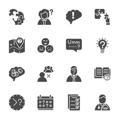 Alzheimer's Disease and Prevention, Health care and medical concept, Vector Solid icons set