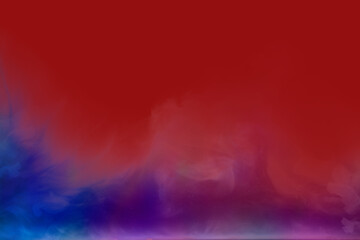 Vivid and intense abstract background or wallpaper - Dramatic smoke and fog in contrasting vivid red, blue, and purple colors. Vivid and intense abstract background or wallpaper.