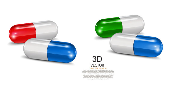 vector illustration realistic pills capsules design template.on the white background.