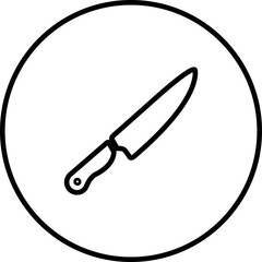 Knife blade and handle black and white line icon vector illustration in a circle