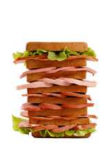 Unusual huge sandwich isolated on white background