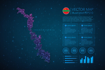 Transnistria map infographics template for diagram, graph, presentation and chart with abstract geometric mesh polygonal light concept on blue background. Vector Illustration EPS10.
