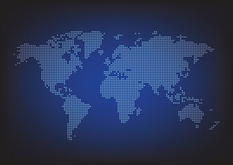 Pixel world map technology background