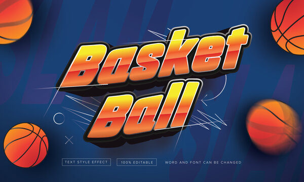 orange basketball with ball text effect editable