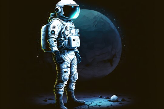 Astronaut stood near the mystical sphere