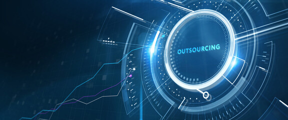 Business, Technology, Internet and network concept. Outsourcing human resources.  3d illustration