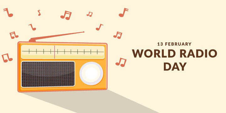world radio day horizontal banner illustration in flat design
