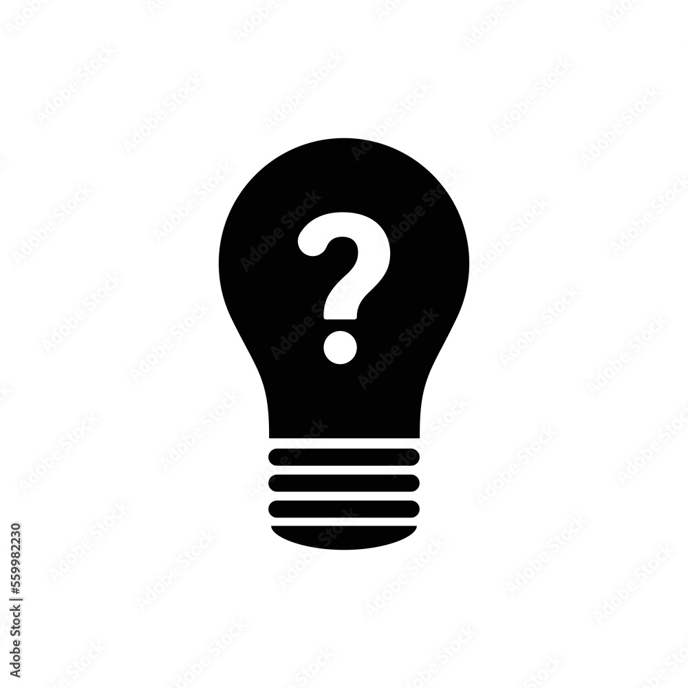 Poster bulb lamp with question mark inside - hint symbol icon vector