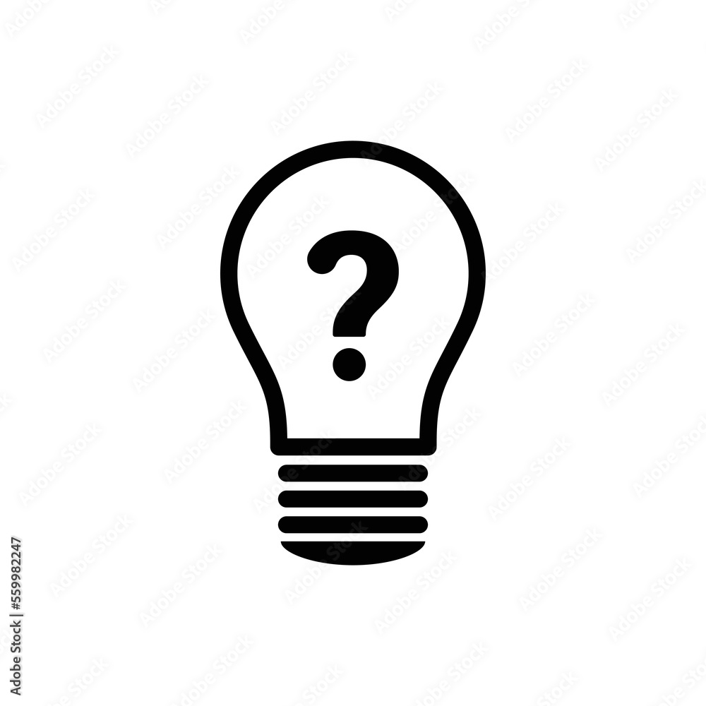 Poster bulb lamp with question mark inside - hint symbol icon vector