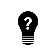 bulb lamp with question mark inside - hint symbol icon vector