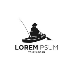 kayak fishing silhouette logo vector