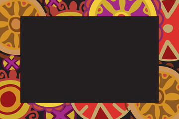 Text frame hand drawn template with colourful decorative design elements and space for text. For Black history month.