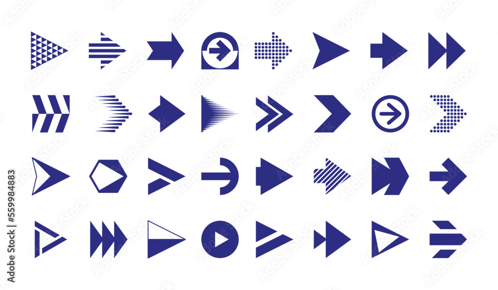 Poster pointers collection. black simple navigation arrows different orientation, direction sign. vector of