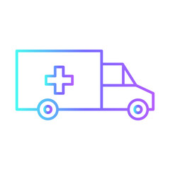 Ambulance Transportation Icons with purple blue outline style