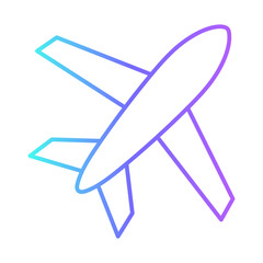 Air plane Transportation Icons with purple blue outline style