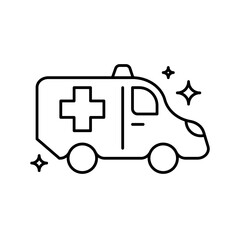 Ambulance Transportation Icons with black outline style