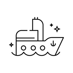 Ship Transportation Icons with black outline style