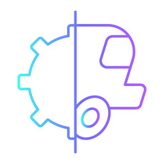 Service Transportation Icons with purple blue outline style