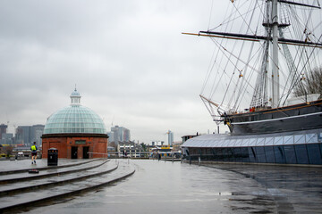 Greenwich Foot Tunnel South crosses beneath the River Thames near University of Greenwich in London...