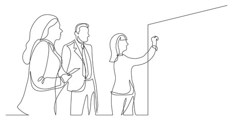 business team discussing whiteboard drawing during brainstorm session - PNG image with transparent background