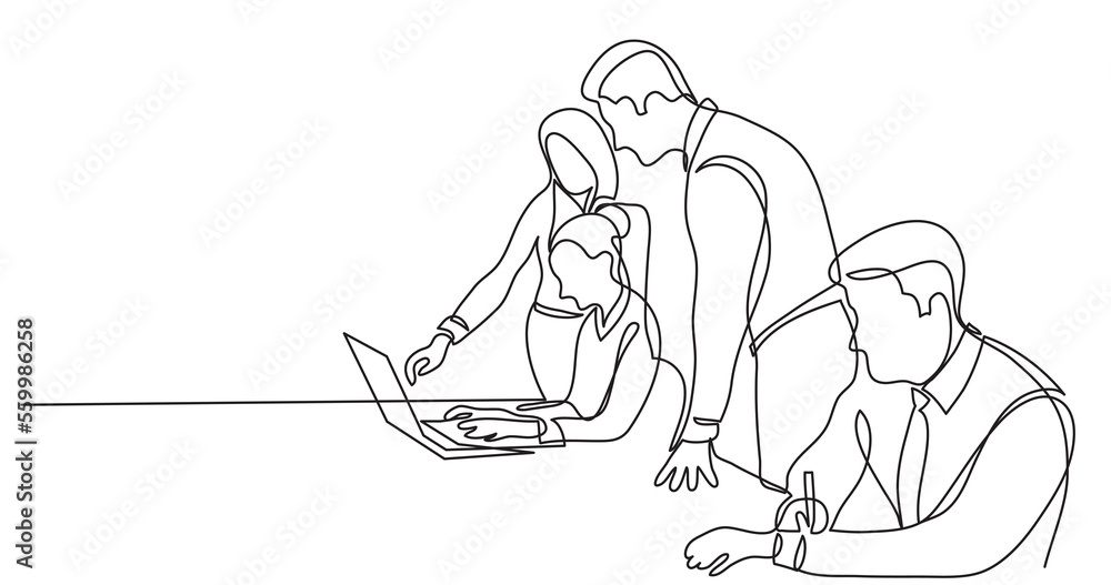 Poster team members working on work project in office space - png image with transparent background