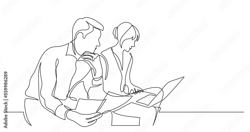 Aufkleber two coworkers working on documents with laptop computer - png image with transparent background