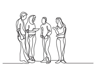 one line drawing coworkers talking - PNG image with transparent background