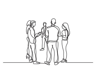 one line drawing people standing talking - PNG image with transparent background