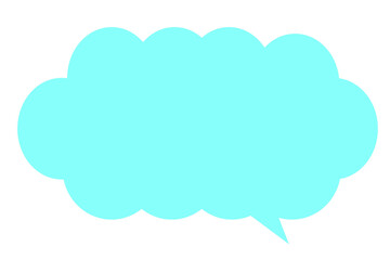 blue fluffy cloud speech bubble isolated