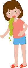 Girl vomiting cartoon comic vector