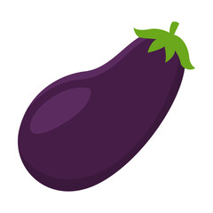 Cartoon drawing of purple ripe eggplant isolated on white background. Colorful vegetable vector illustration. Organic food, health concept