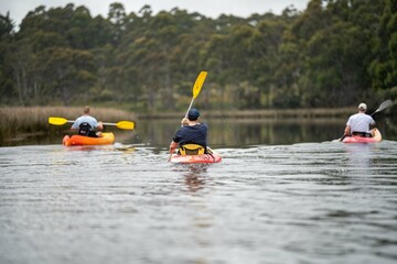 canoeing and kayaking on a river in Australia