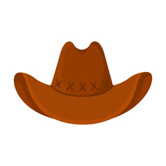Cowboy wide brimmed hat or Texas element vector illustration. Cartoon drawing isolated on white background. USA, Wild west or western concept