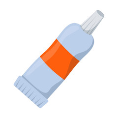 Tube with orange oil paint. Art supply for painting vector illustration. Oil paint for artists isolated on white background. Art school concept