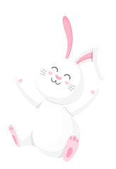 Happy white rabbit. Cute cartoon bunny character. Happy easter day, cartoon character design. Illustration.
