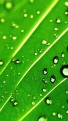 green leaf with water drops