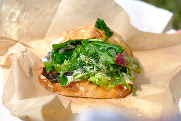 vegetable sandwich on the paper