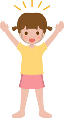 Obraz premium Little girl happy cheering cartoon comic vector
