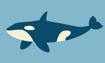 Killer whale in flat style. Beautiful underwater inhabitant.