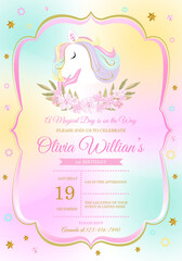 invitation card for the girl's first birthday party. Template for baby shower invitation. one year	