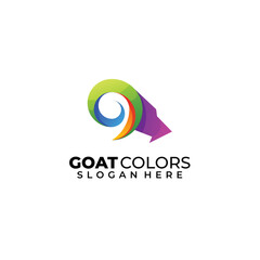 goat colorful logo design gradient template