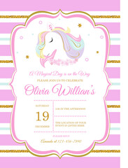 invitation card for the girl's first birthday party. Template for baby shower invitation. one year 