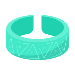 Boho jewelry Green gem ring cartoon illustration. Bohemian style with gemstones. Accessories, fashion, jewellery concept