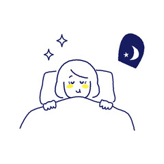 夜気持ちよく眠っている年配の女性