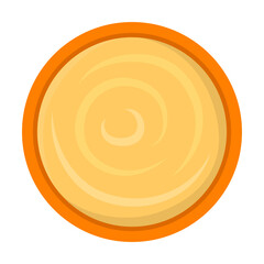 Arabic bean paste in bowl isolated on white. Hummus and snack vector illustration. Food, nutrition concept