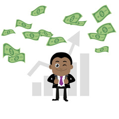 Business people on pile of money cash